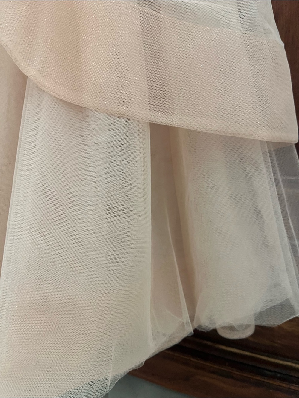 BCBGMaxAzria Blush Pink Tiered Tulle Midi Dress - Picture 10 of 12